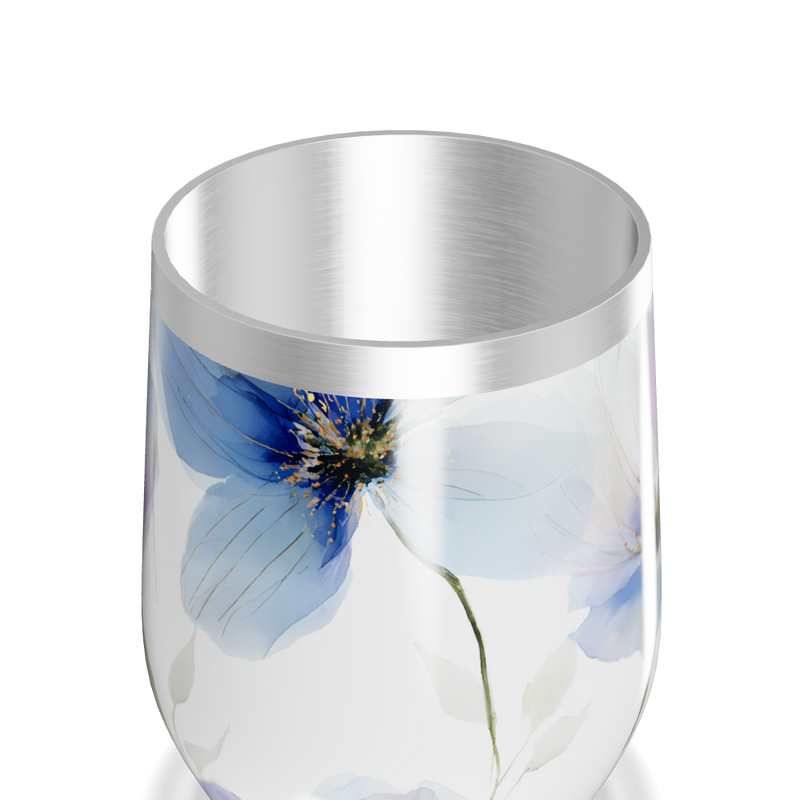 Copo Térmico Slim - Flores Azul Aço Inox