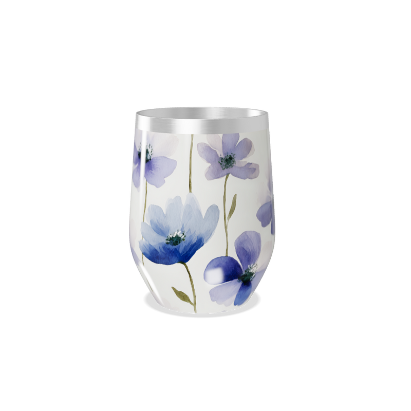 Copo Térmico Slim - Floral Azul Aço Inox