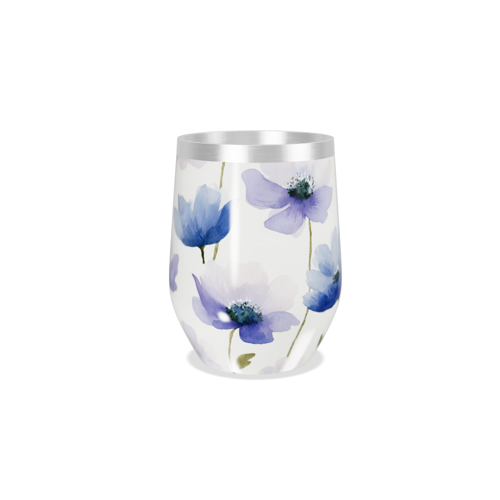 Copo Térmico Slim - Floral Azul Aço Inox