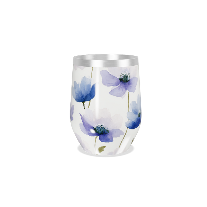Copo Térmico Slim - Floral Azul Aço Inox