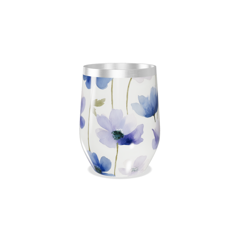 Copo Térmico Slim - Floral Azul Aço Inox
