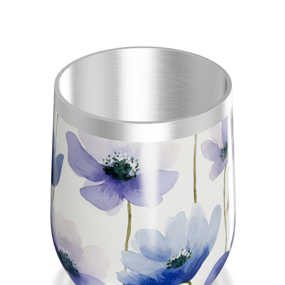Copo Térmico Slim - Floral Azul Aço Inox