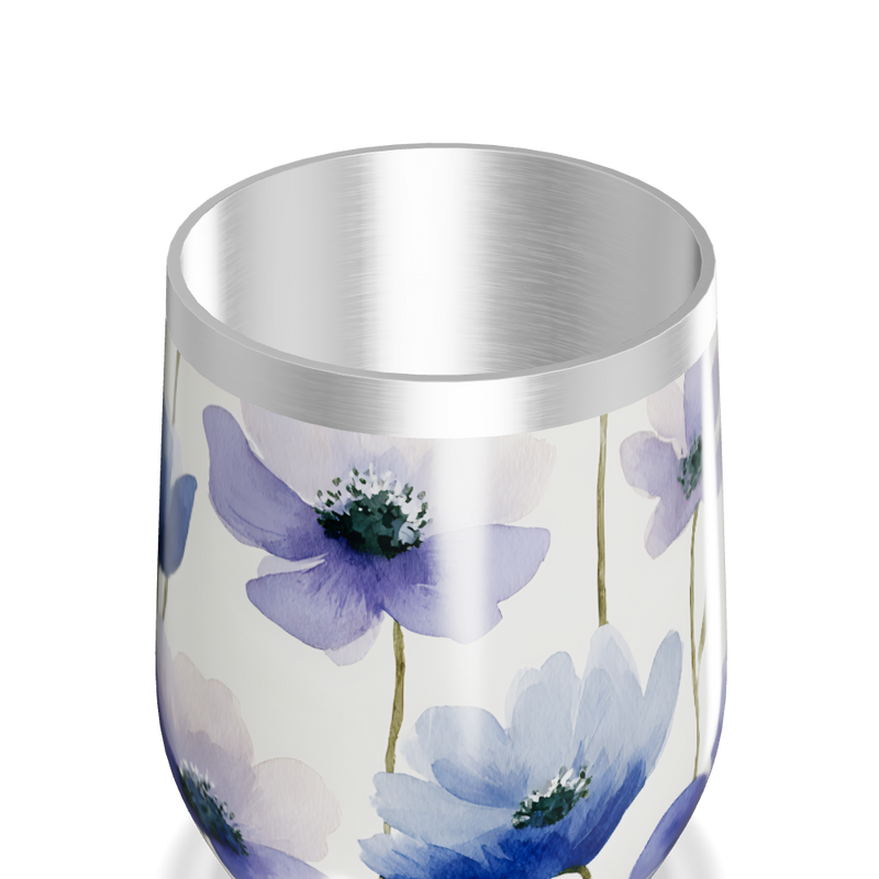 Copo Térmico Slim - Floral Azul Aço Inox