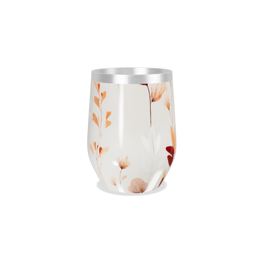 Copo Térmico Slim - Floral Bege Aço Inox