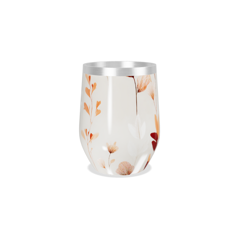 Copo Térmico Slim - Floral Bege Aço Inox