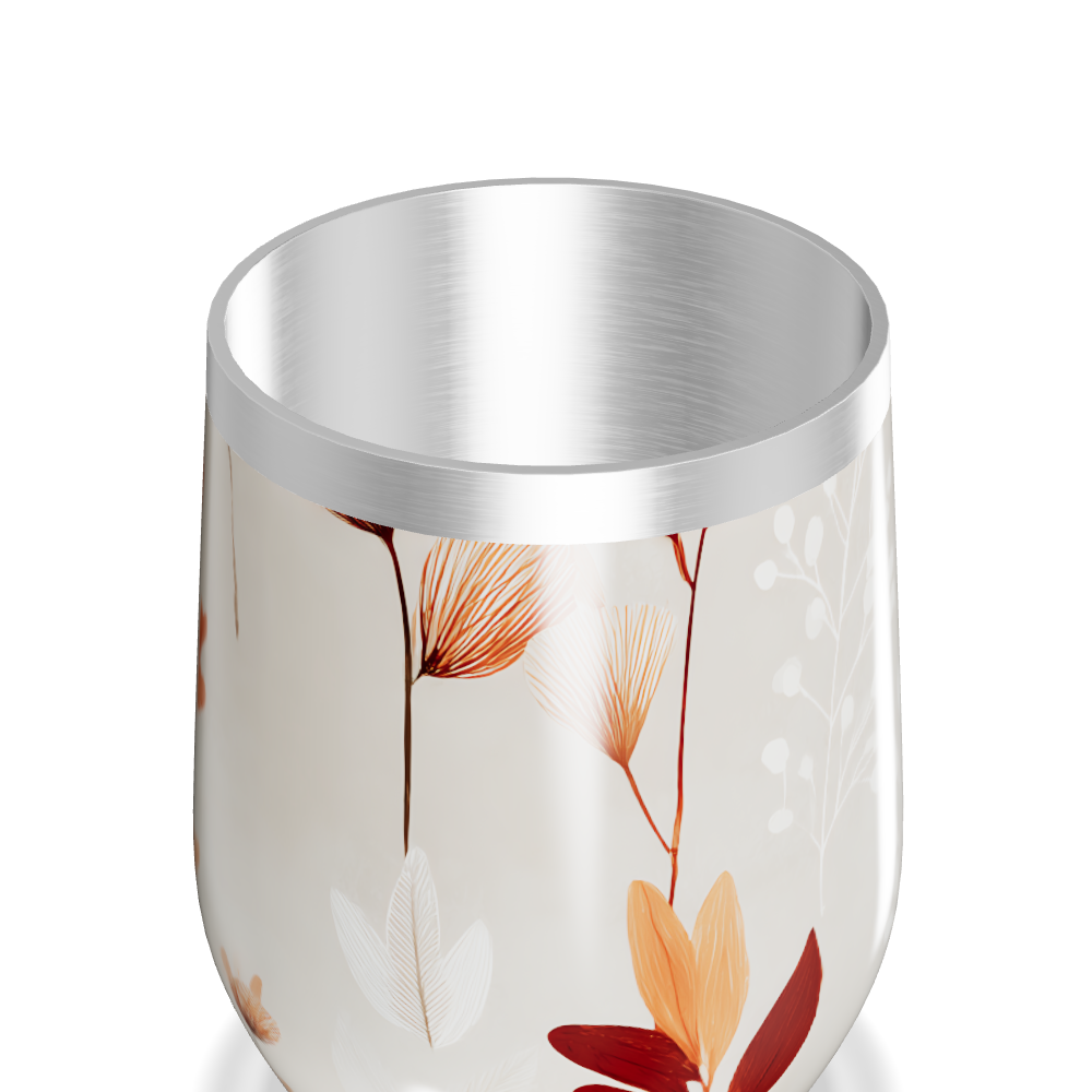 Copo Térmico Slim - Floral Bege Aço Inox