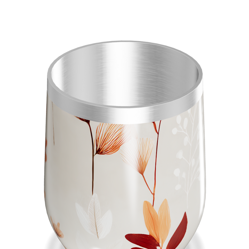 Copo Térmico Slim - Floral Bege Aço Inox