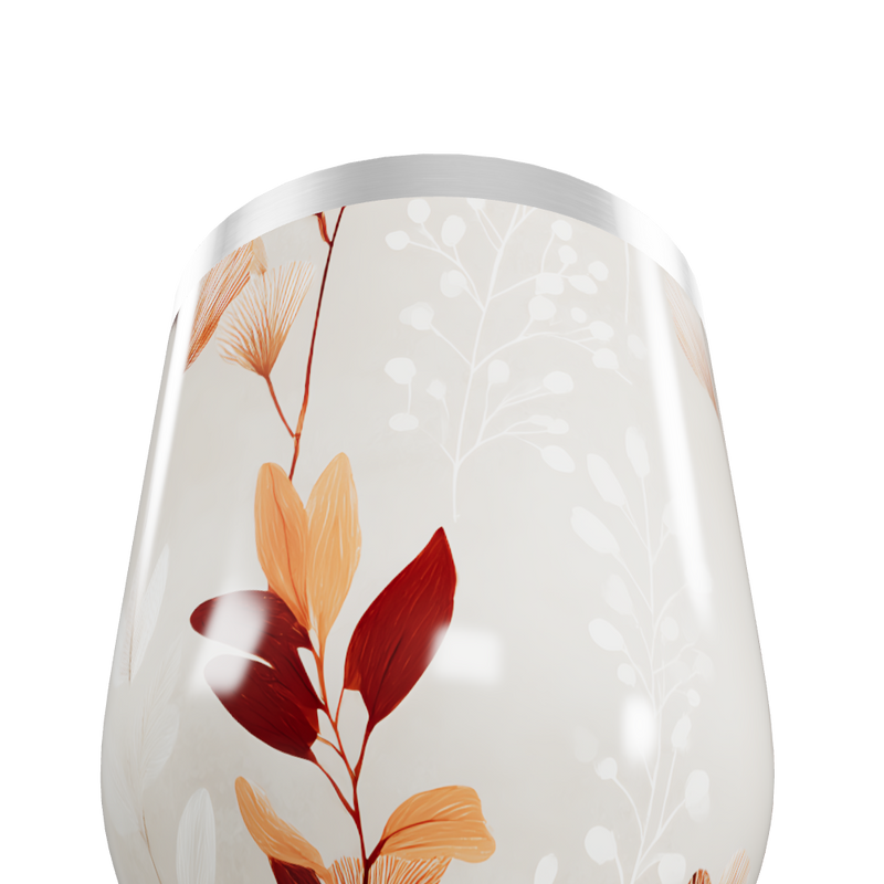 Copo Térmico Slim - Floral Bege Aço Inox