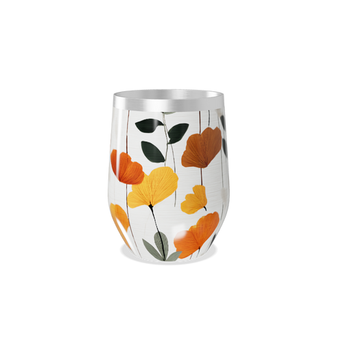 Copo Térmico Slim - Floral Laranja Aço Inox