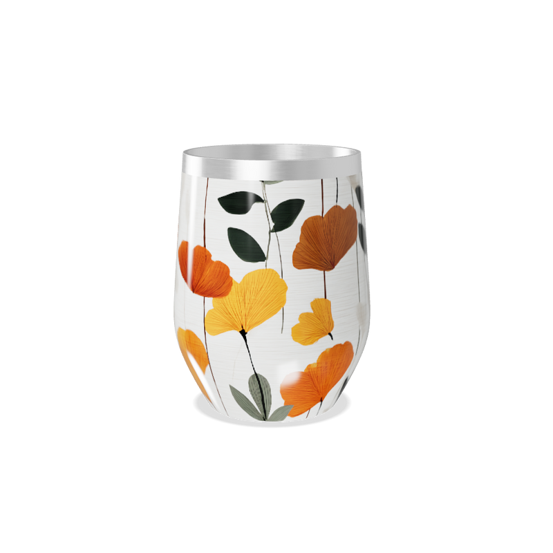 Copo Térmico Slim - Floral Laranja Aço Inox