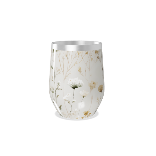 Copo Térmico Slim - Floral Branco Inox
