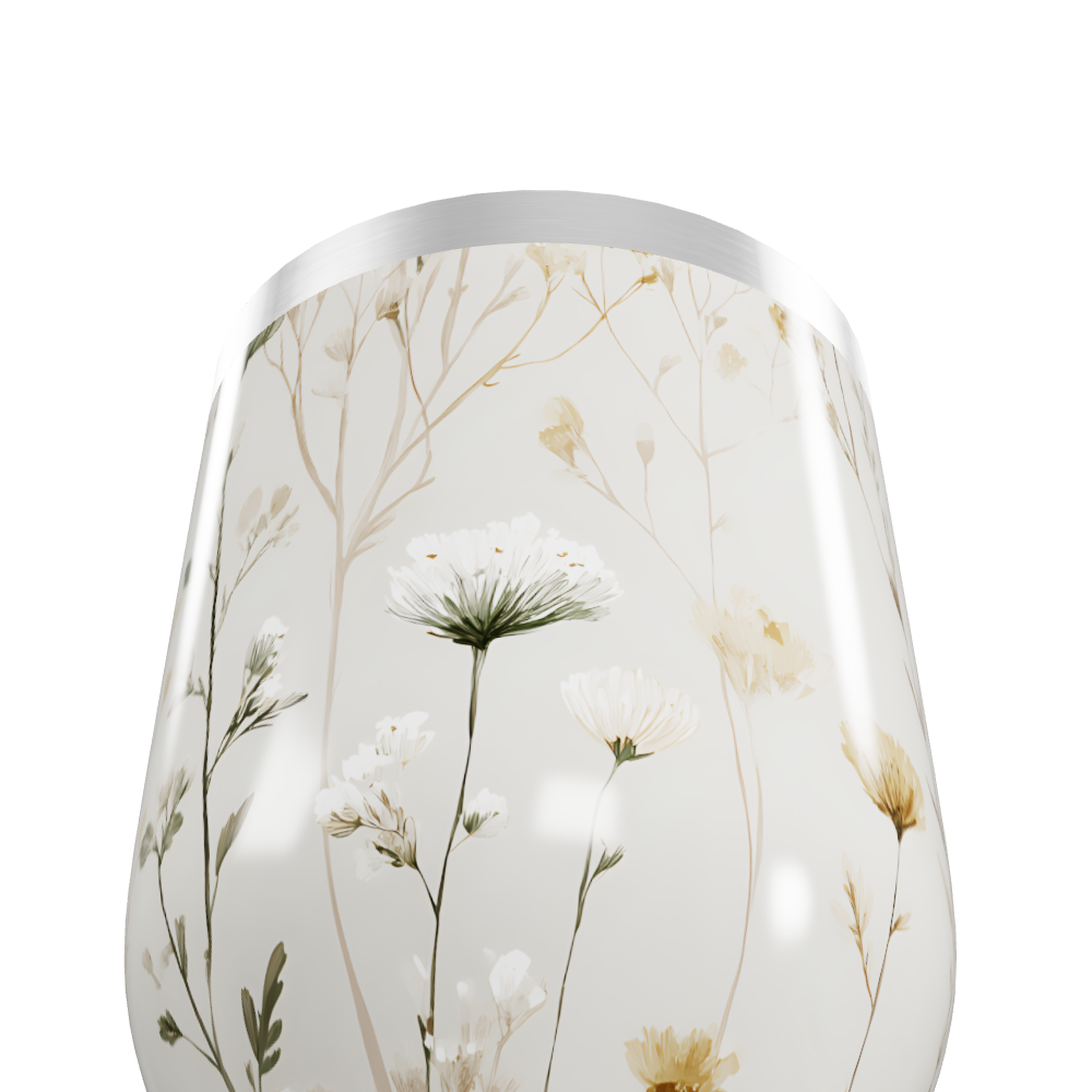 Copo Térmico Slim - Floral Branco Inox