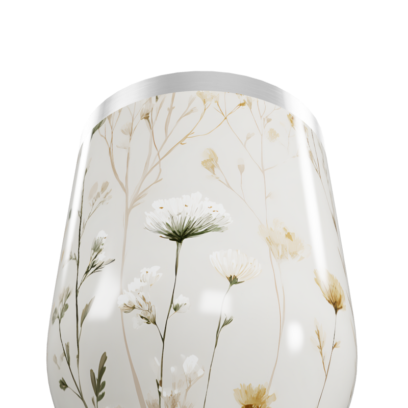 Copo Térmico Slim - Floral Branco Inox