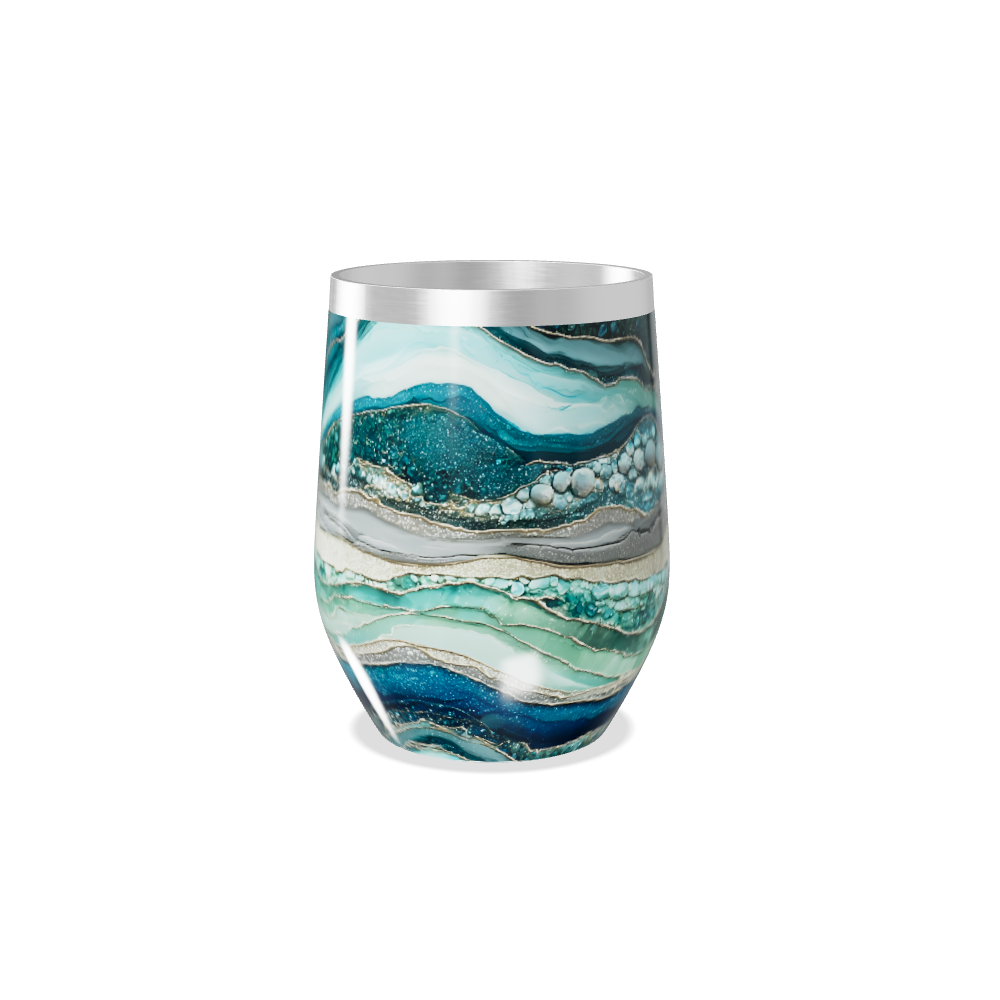 Copo Térmico Slim - Estampa Marble Azul