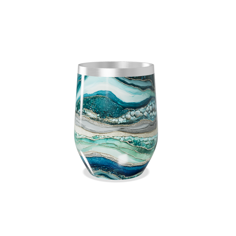 Copo Térmico Slim - Estampa Marble Azul