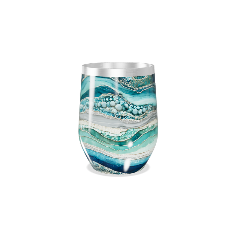 Copo Térmico Slim - Estampa Marble Azul