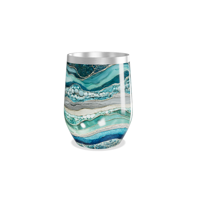 Copo Térmico Slim - Estampa Marble Azul