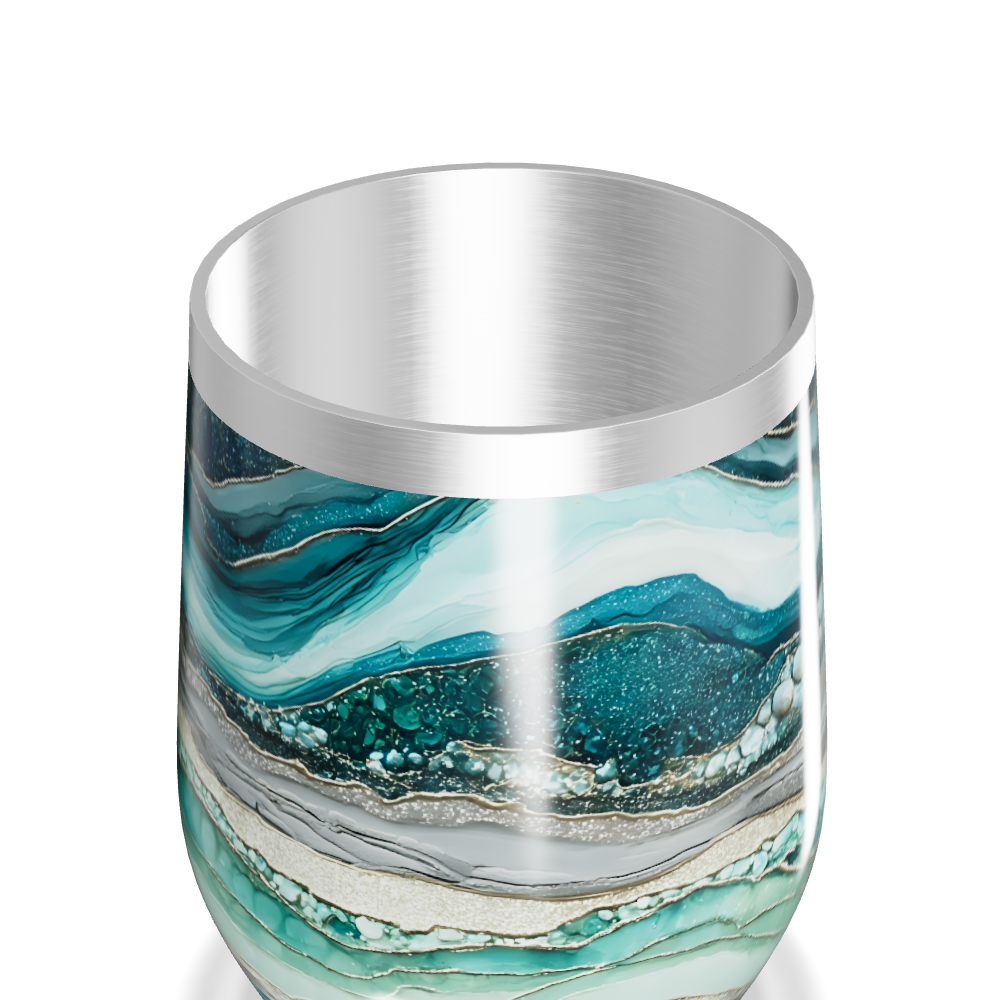 Copo Térmico Slim - Estampa Marble Azul