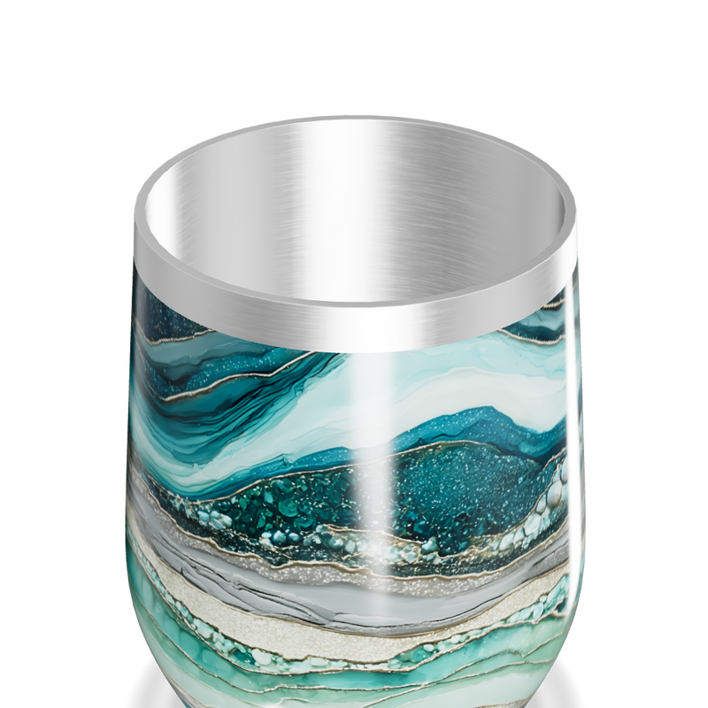 Copo Térmico Slim - Estampa Marble Azul