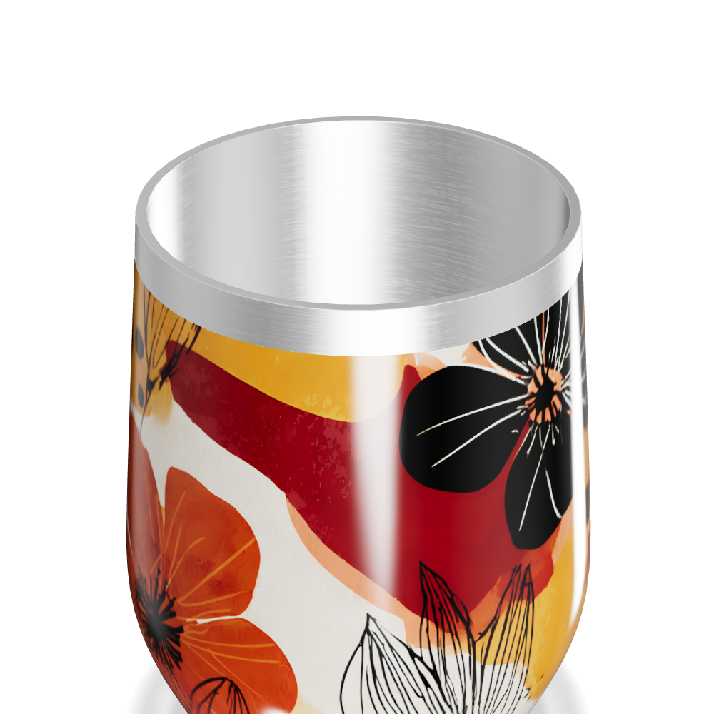 Copo Térmico Slim - Floral Multicolorido Inox