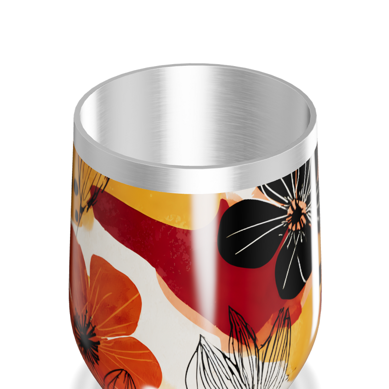 Copo Térmico Slim - Floral Multicolorido Inox