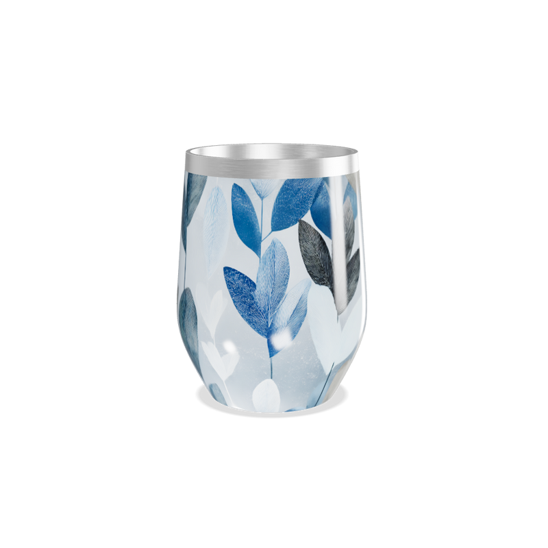 Copo Térmico Slim - Folhas Azul e Branco