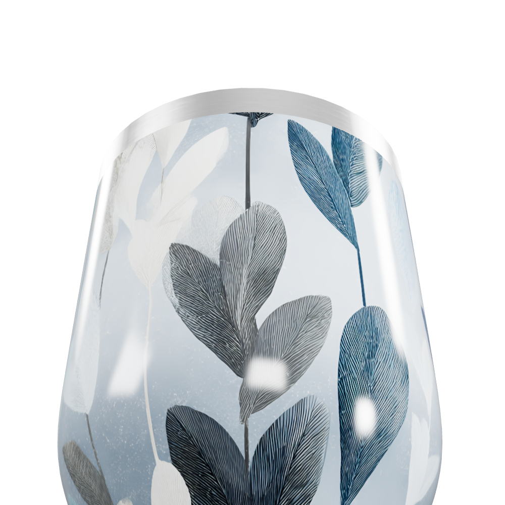 Copo Térmico Slim - Folhas Azul e Branco