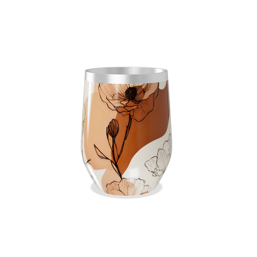 Copo Térmico Slim - Floral Marrom e Branco