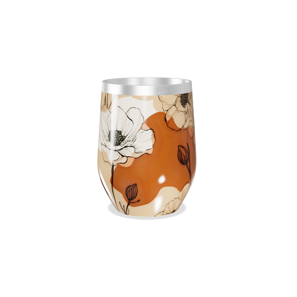 Copo Térmico Slim - Floral Marrom e Branco