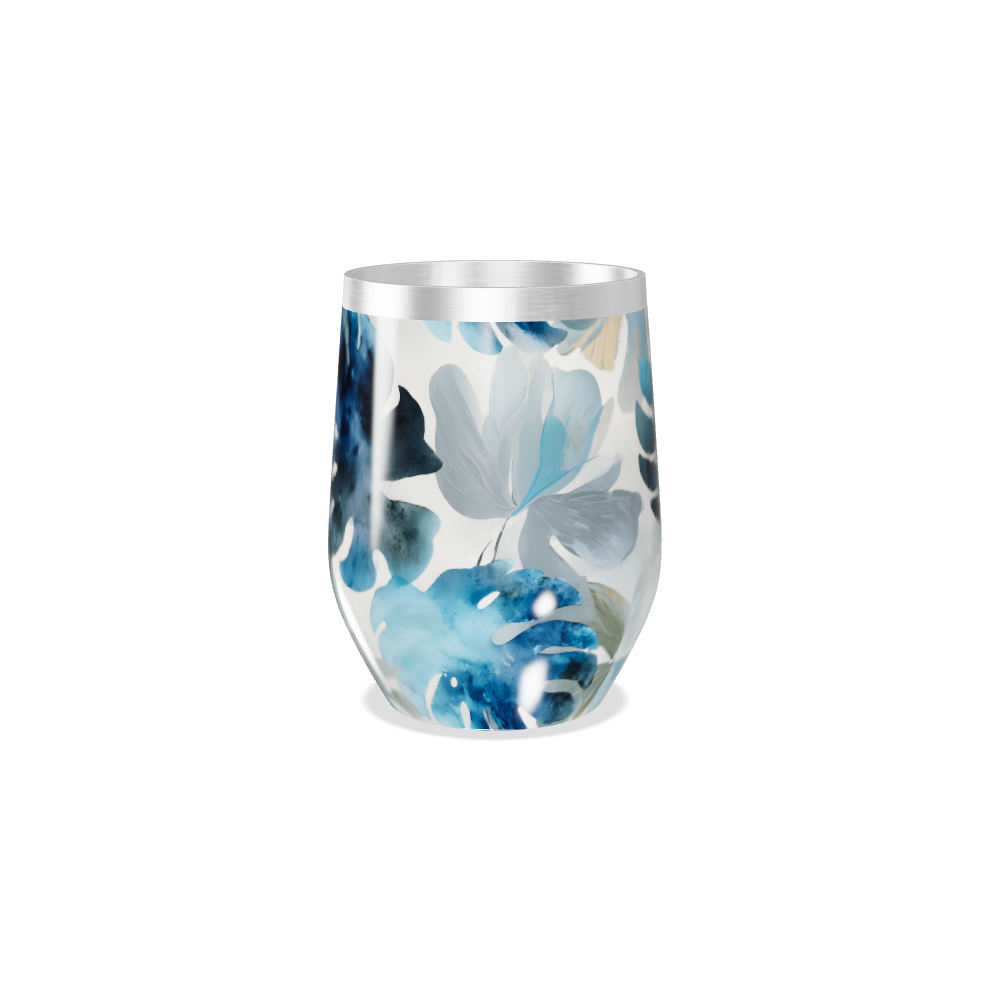 Copo Térmico Slim - Floral Azul Inox