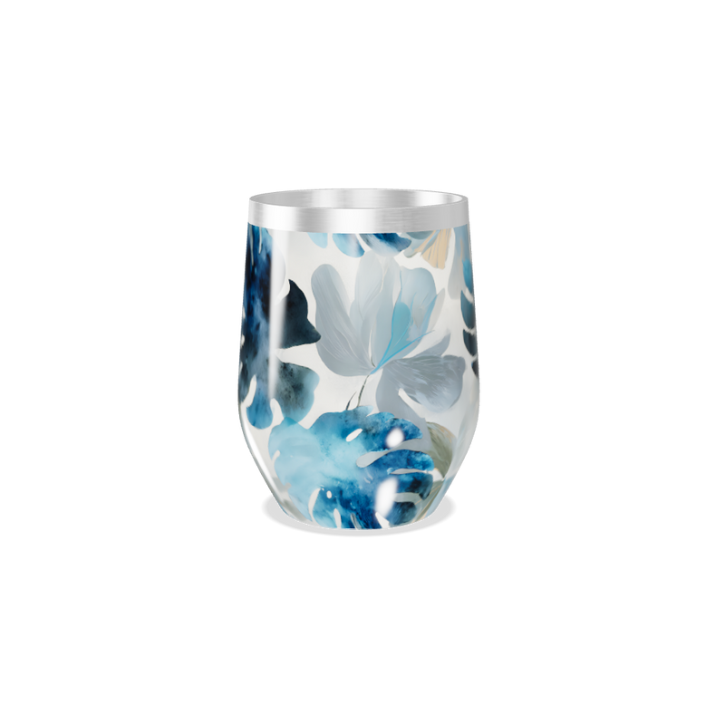 Copo Térmico Slim - Floral Azul Inox