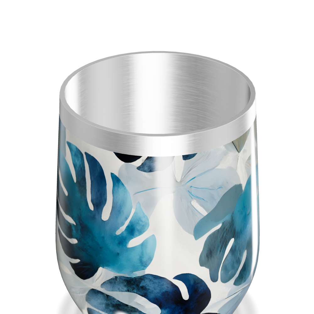 Copo Térmico Slim - Floral Azul Inox