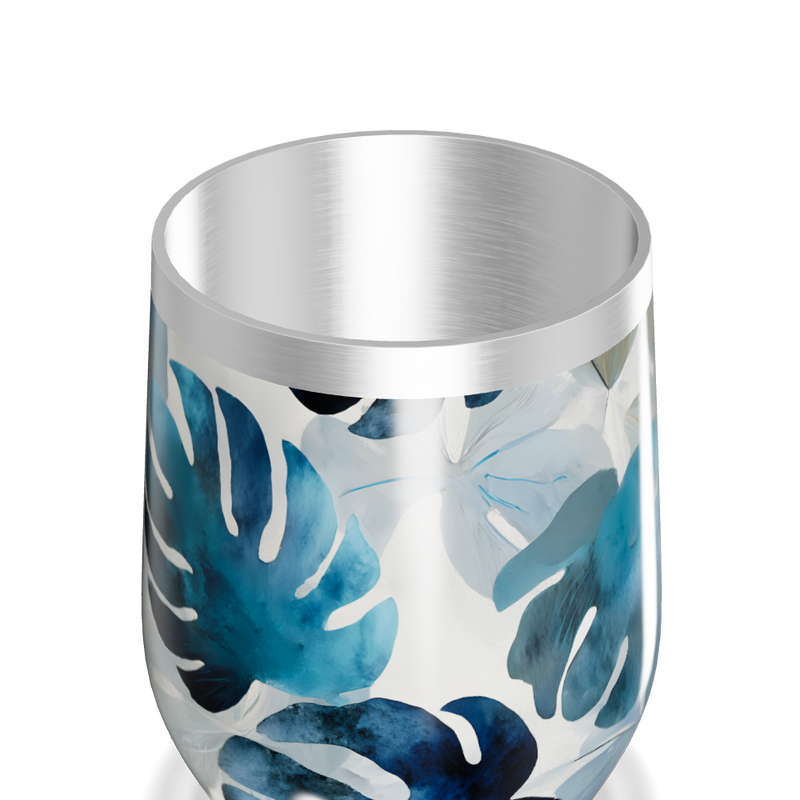 Copo Térmico Slim - Floral Azul Inox