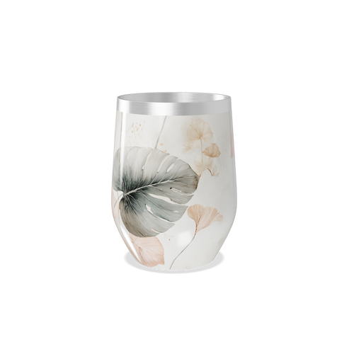 Copo Térmico Slim - Floral Branco Aço Inox