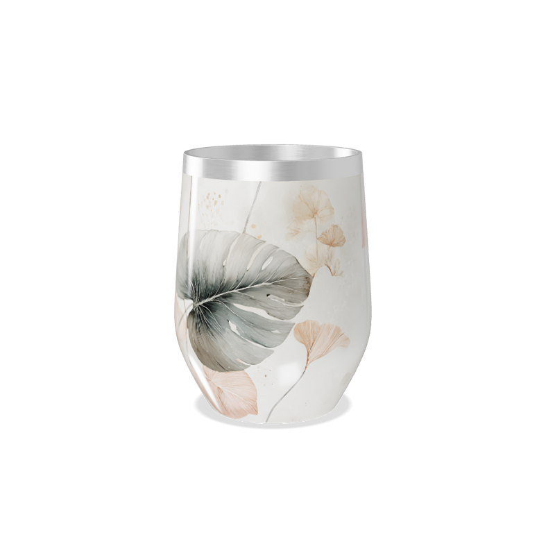 Copo Térmico Slim - Floral Branco Aço Inox