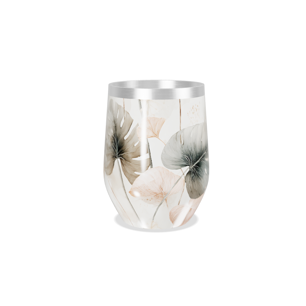 Copo Térmico Slim - Floral Branco Aço Inox