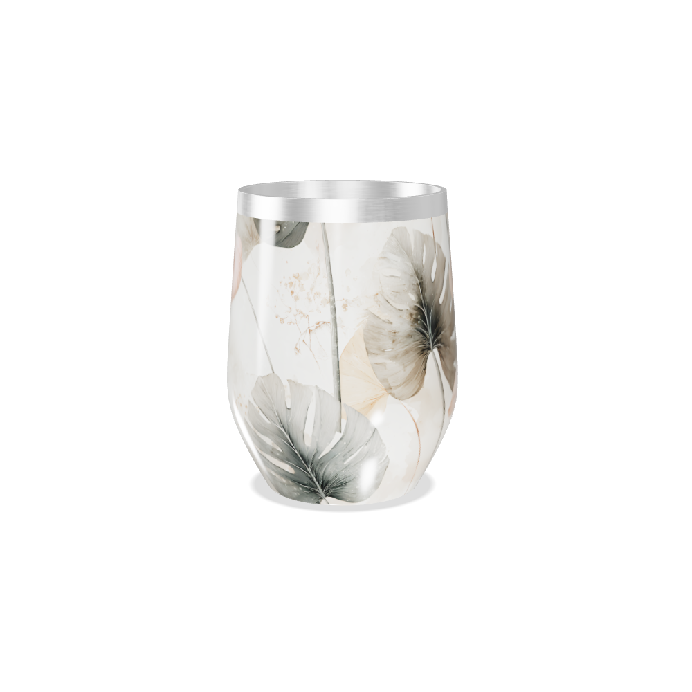 Copo Térmico Slim - Floral Branco Aço Inox