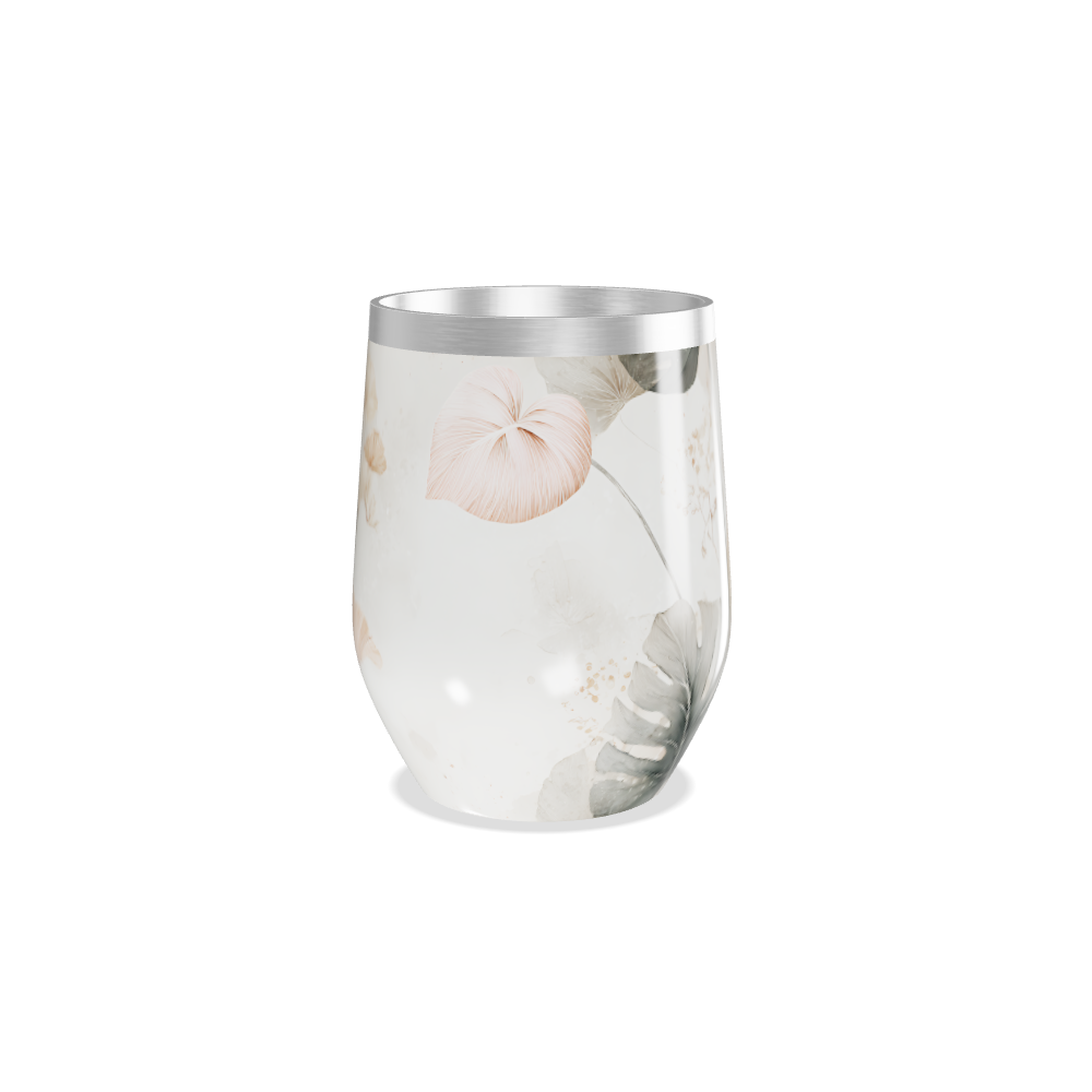 Copo Térmico Slim - Floral Branco Aço Inox