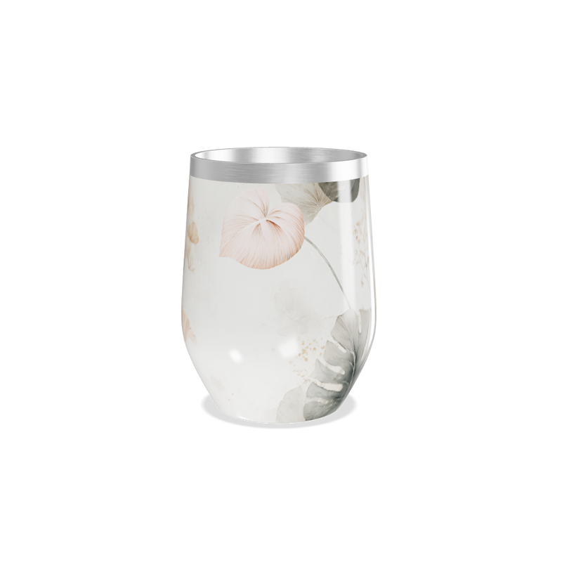Copo Térmico Slim - Floral Branco Aço Inox