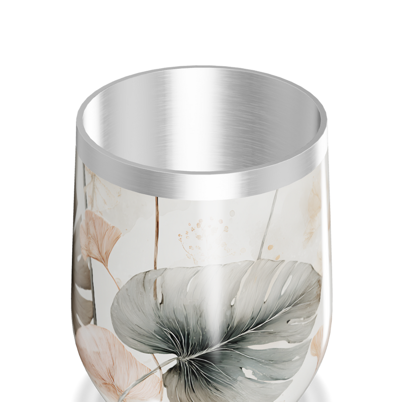 Copo Térmico Slim - Floral Branco Aço Inox