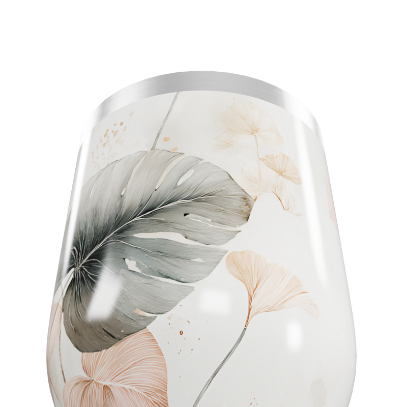 Copo Térmico Slim - Floral Branco Aço Inox