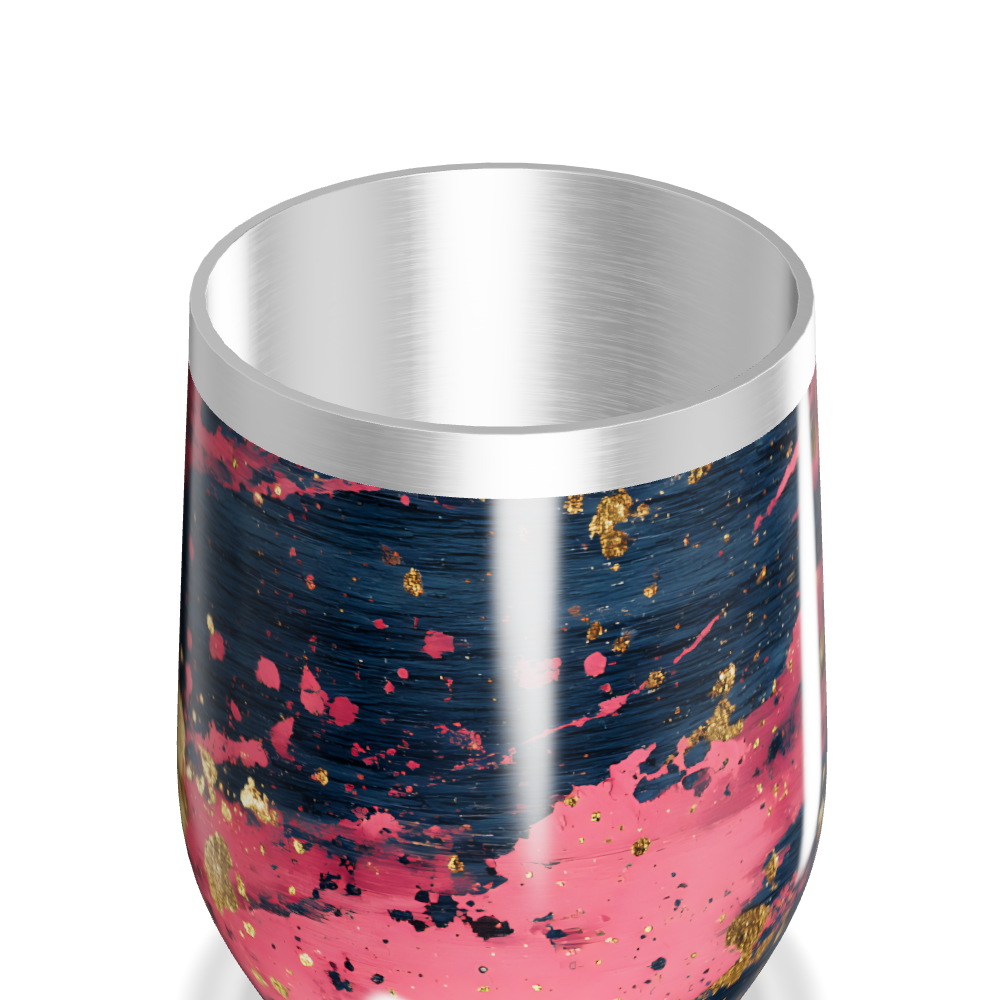 Copo Térmico Slim - Rosa e Azul com Dourado