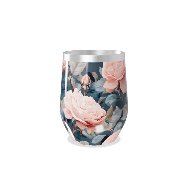 Copo Térmico Slim - Flores Rosa em Aço Inox