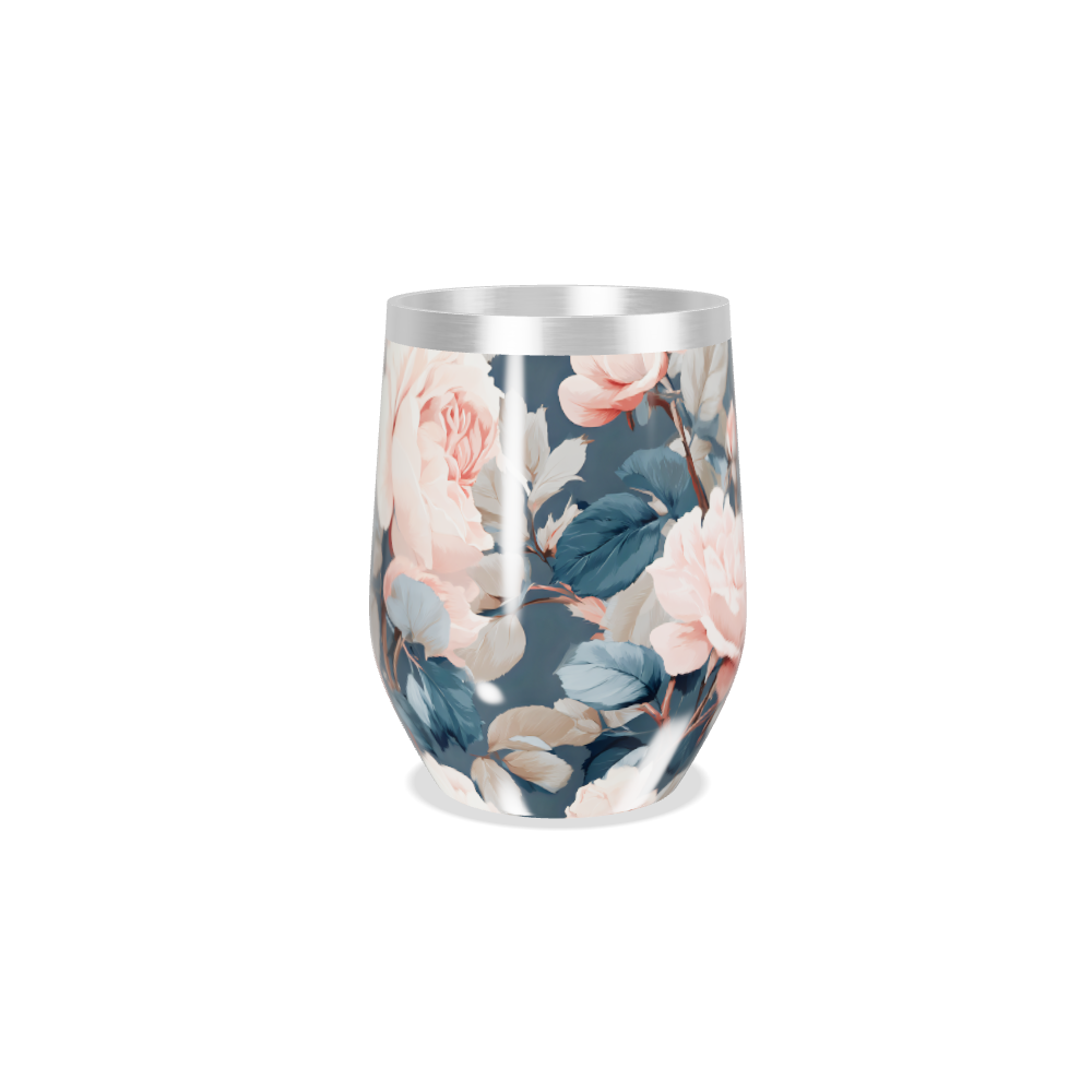 Copo Térmico Slim - Flores Rosa em Aço Inox