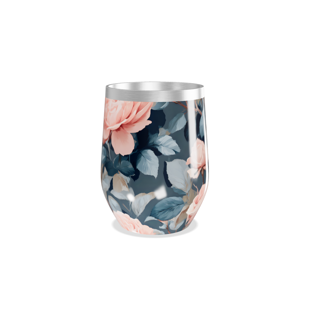 Copo Térmico Slim - Flores Rosa em Aço Inox