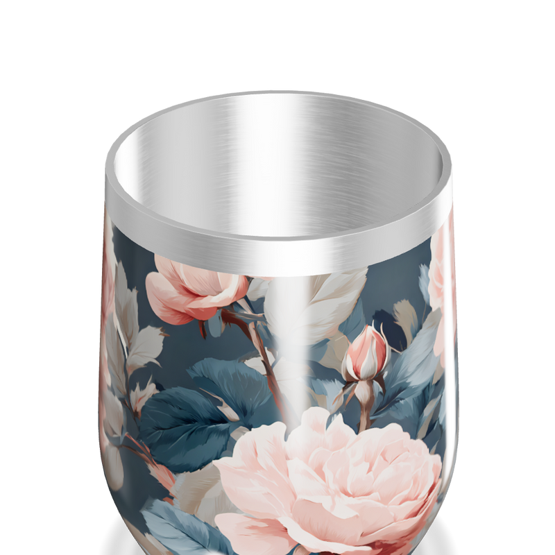 Copo Térmico Slim - Flores Rosa em Aço Inox