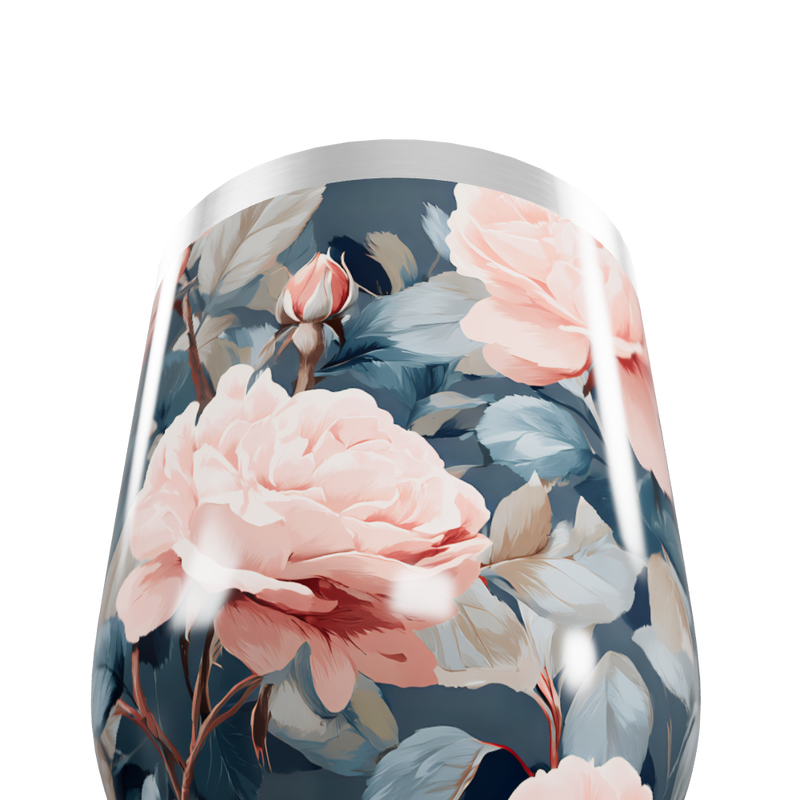 Copo Térmico Slim - Flores Rosa em Aço Inox