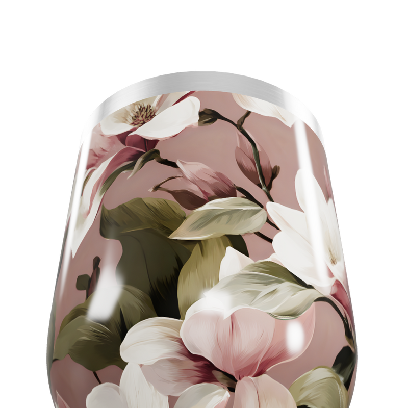Copo Térmico Slim - Floral Rosa aço inox