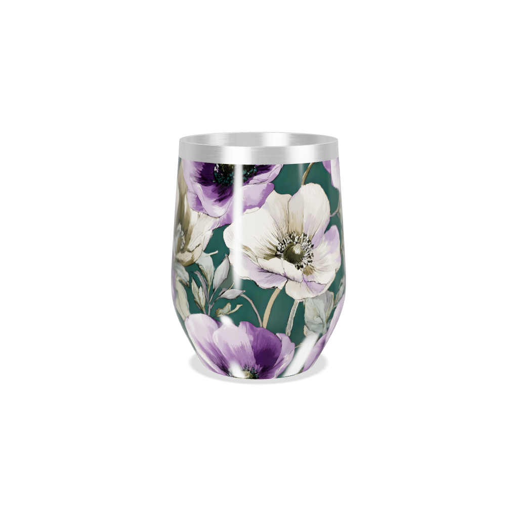 Copo Térmico Slim - Floral Verde e Roxo