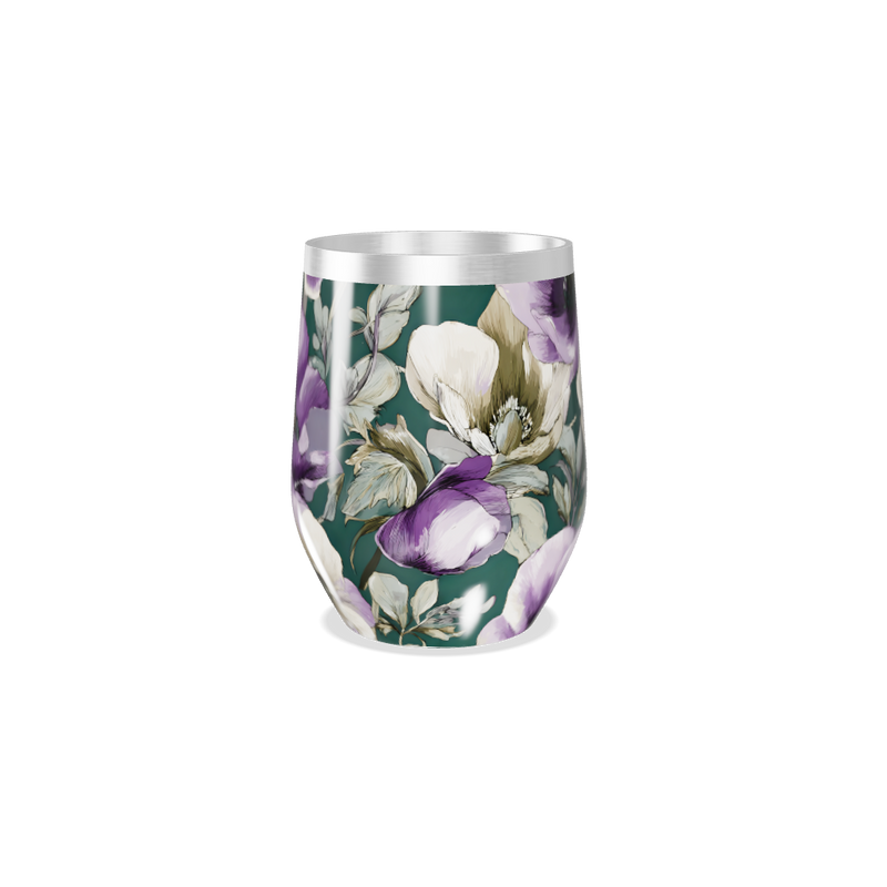 Copo Térmico Slim - Floral Verde e Roxo